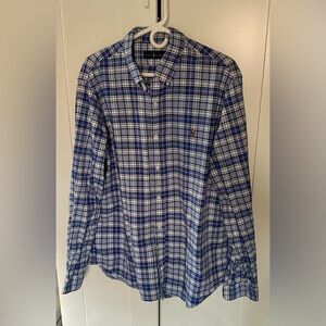 Ralph Lauren Polo Men’s Oxford Shirt Classic Blue Plaid Pony Long Sleeve Sz XL